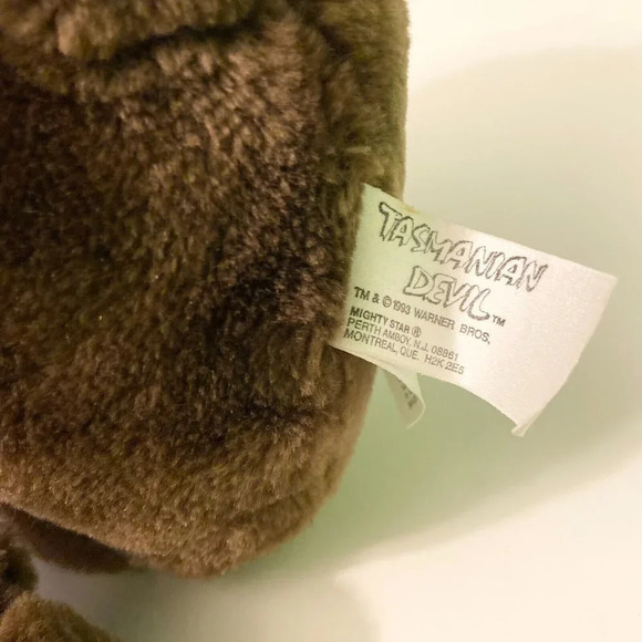 Vintage 1993 Tasmanian Devil Plush Mighty Stars 10 Inch Tall Stuffed Animal - Picture 6 of 12